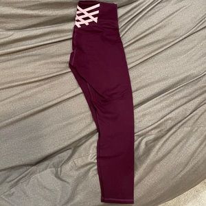 Maroon colored leggings